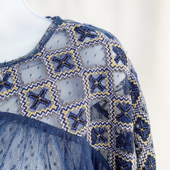 NWT Free People Joyride Navy Top with Embr… - Picture 4 of 12